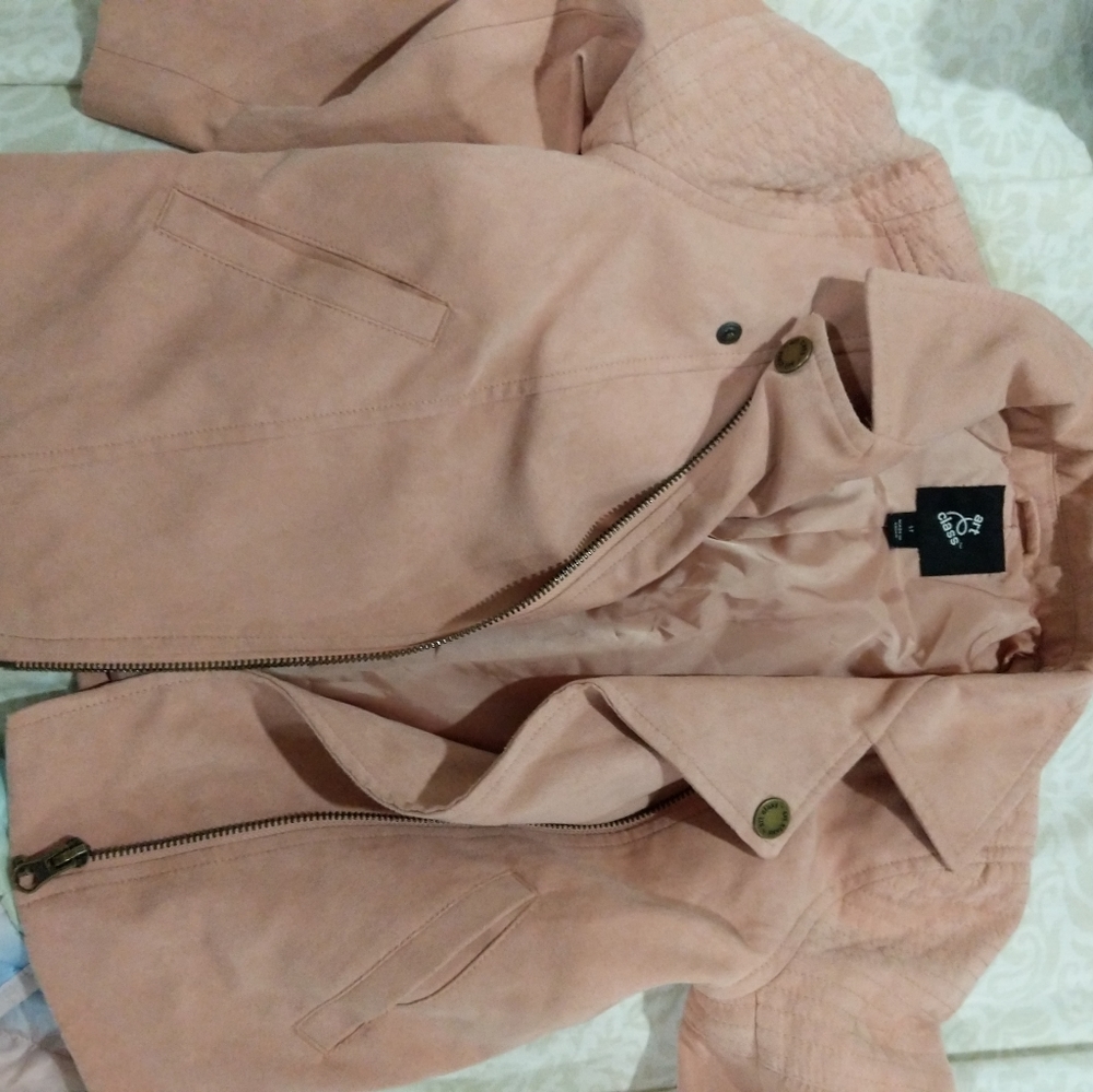 Pink Suede moto jacket girls 5t